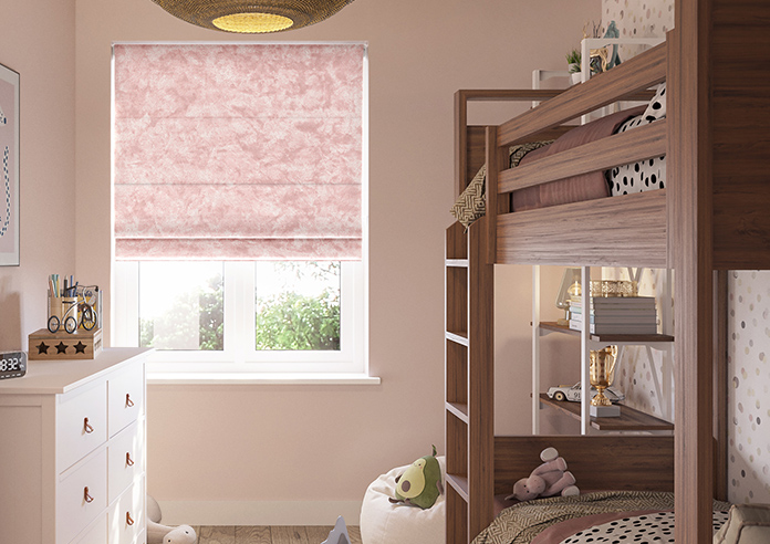 Cyrus Crushed Velvet, Rose - Motorised Roman Blind - Image 3
